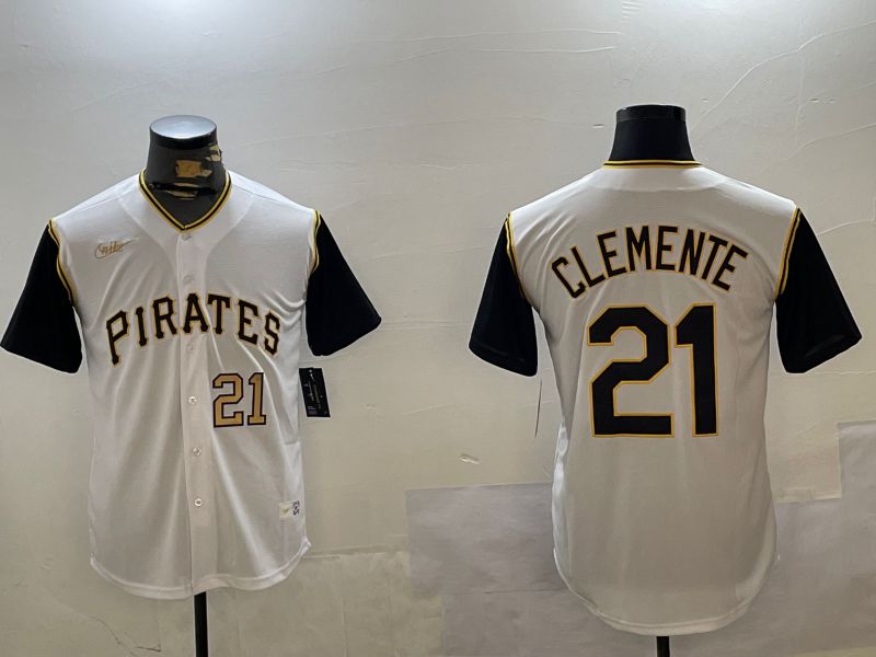 Men Pittsburgh Pirates #21 Clemente White Throwback Game 2024 Nike MLB Jersey style 1->pittsburgh pirates->MLB Jersey